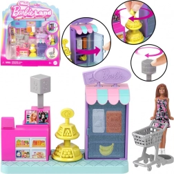 Mini supermercato Barbie Land in miniatura con bambola e cassa