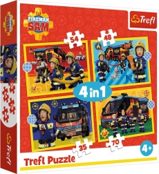 Puzzle 4in1 POMPIERE SAM – vigili del fuoco in intervento (35, 48, 54, 70 pezzi) Trefl