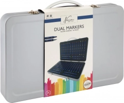 Set di pennarelli a doppia punta 36 pezzi in valigetta metallica