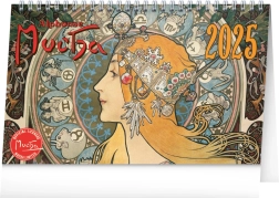 Calendario da tavolo Alfons Mucha 2025, 23,1 × 14,5 cm