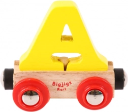 Vagoncino di legno per ferrovia giocattolo con lettera A