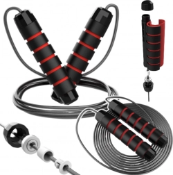 Corda per saltare in acciaio regolabile con cuscinetti e manici in schiuma 3 m