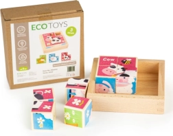 Blocchi di legno con animaletti ECOTOYS, 8 blocchi