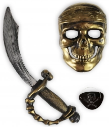 Set costume da pirata con maschera, benda e spada