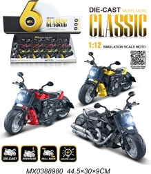 Modello di moto in metallo 1:12 con luce e pull-back