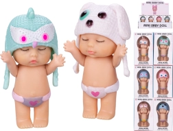 Bambola bebè 8 cm con cappellino animale, 12 varianti