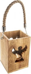 Lampione in legno con angelo MANGO 20,5 cm