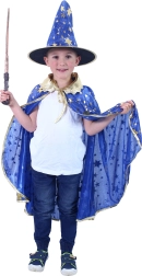 Costume da strega blu per bambini con cappello