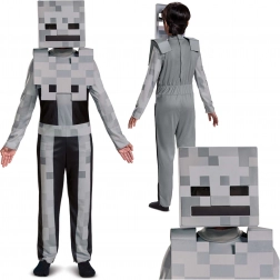 Costume per bambini MINECRAFT Skeleton – scheletro bianco 127–136 cm (7–8 anni)