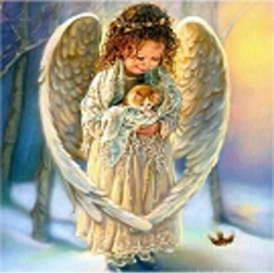 Mosaico di diamanti - angioletto con gattino