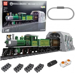 Set di costruzione treno a vapore RC, verde, 1212 pezzi
