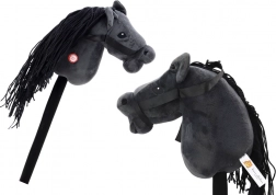 Cavallo hobby in peluche nero con lunga criniera e suoni
