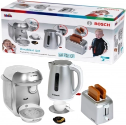 Set per la colazione BOSCH mini – macchina da caffè giocattolo, tostapane e bollitore con suoni 3+