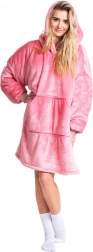 Cozy Noxxiez coperta felpa televisiva riscaldante rosa con cappuccio