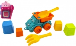 Set colorato da sabbia con camion e accessori per bambini