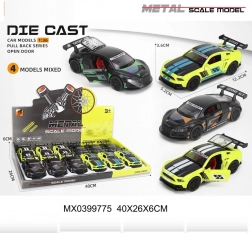 Macchinina da corsa in metallo 1:36 con porte apribili e meccanismo pull-back