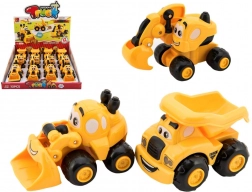 camioncino da costruzione in plastica per i più piccoli 9 cm, 3 tipi, ruote libere, 12 pz in scatola