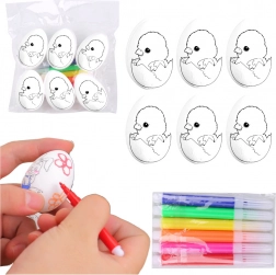 Uova di Pasqua in polistirene da dipingere con pennarelli, pulcino nell’uovo, 6 pz