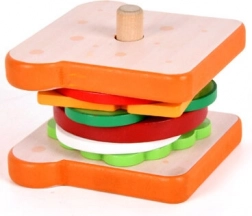 Set da costruzione sandwich in legno con carte ricetta