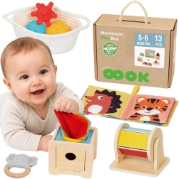 Woopie Green Box sensoriale Montessori 6 in 1 per bambini dai 5 ai 6 mesi - 13 pezzi