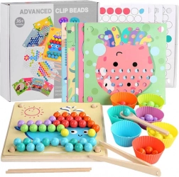 Mosaico educativo Montessori in legno con perline