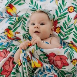 Coperta Mussola di Bambù Blooming Day 120x120 cm