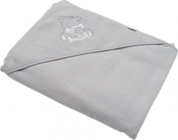 Asciugamano per bambini in spugna con cappuccio e ricamo 100 × 100 cm – topolino grigio