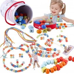 Classico Mondo Perline di Legno da Infilare - 96 pezzi