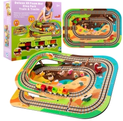 Set da pavimento in schiuma 3D Dino Park con trenino 61 pezzi HUMBI