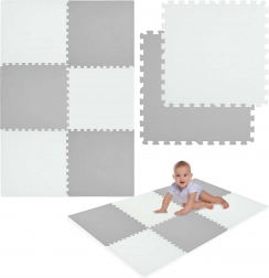 Tappetino in schiuma HUMBI 180 × 120 cm – grande puzzle impermeabile, 6 pezzi, bianco/grigio