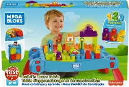 Tavolino con mattoncini per imparare e costruire – blu
