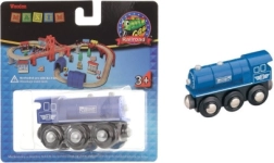 Locomotiva a vapore in legno Maxim blu