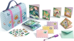 Valigetta da lettere per bambini Djeco – set blu con adesivi e articoli da scrittura