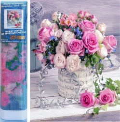 pittura diamantata bouquet rosa 30 × 40 cm