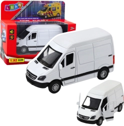 Furgone in metallo 1:32 con motore a retrocarica, luci e suoni – bianco