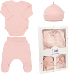 Set neonato 3 pezzi per ospedale NEW BABY I AM, rosa