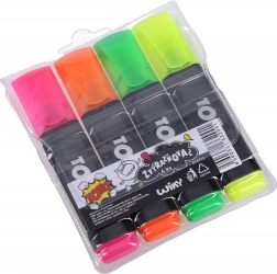 Set di evidenziatori con punta a scalpello robusta, 4 colori