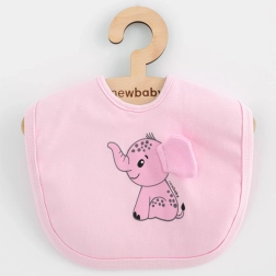 Bavaglino in cotone per bambini NEW BABY Happy Elephant rosa