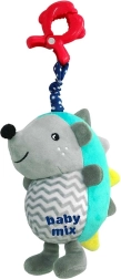 Riccio di peluche con suono e clip BABY MIX, blu‑grigio