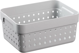 Cestino portaoggetti Seoul in plastica riciclata 15,8 × 11,8 × 7,3 cm, grigio