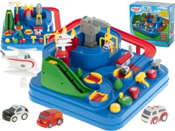 Pista da corsa interattiva con ostacoli e parcheggio