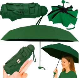 Ombrello tascabile pieghevole con protezione UV UPF 50+ 90 cm – verde scuro con custodia