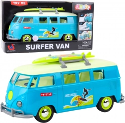 Surfer van – minibus luminoso e sonoro con surf rimovibile, turchese