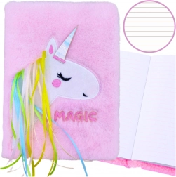 Quaderno peluche A5 con unicorno e copertina morbida e pelosa, righe