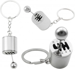 Portachiavi in metallo a forma di cambio manuale, argento