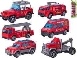 Set di camioncini dei pompieri in metallo 7 cm, 6 pz