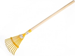 Rastrello per bambini a lama piatta con manico in legno 80 cm – giallo