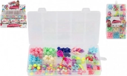 Set di perline di plastica colorate con cordino in pratico organizer