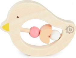 Bieco massaggiagengive in legno con perline rosa – uccellino