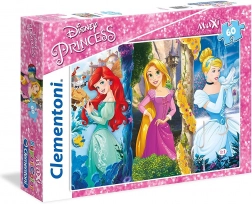 Puzzle Disney principesse: Ariel, Rapunzel e Cenerentola MAXI 60 pezzi